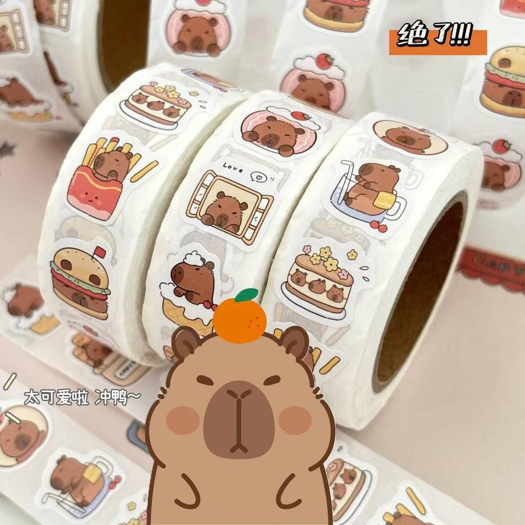 Kapibara Sealing Sticker Cute Cartoon Capybara Hand Account Decorative Sticker DIY Roll Sticker Self-adhesive Sticker