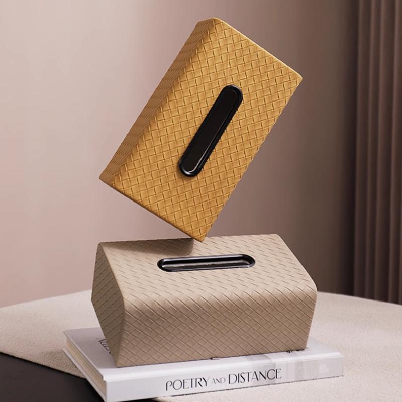 Роскошная плетеная кожаная салфетница, настольный декор для лобби, гостиной, журнального столика, органайзер с премиальным мастерством