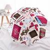 1pc Book Print Automatic Opening/Closing Umbrella with Operation & Windproof Canopy yy260311021