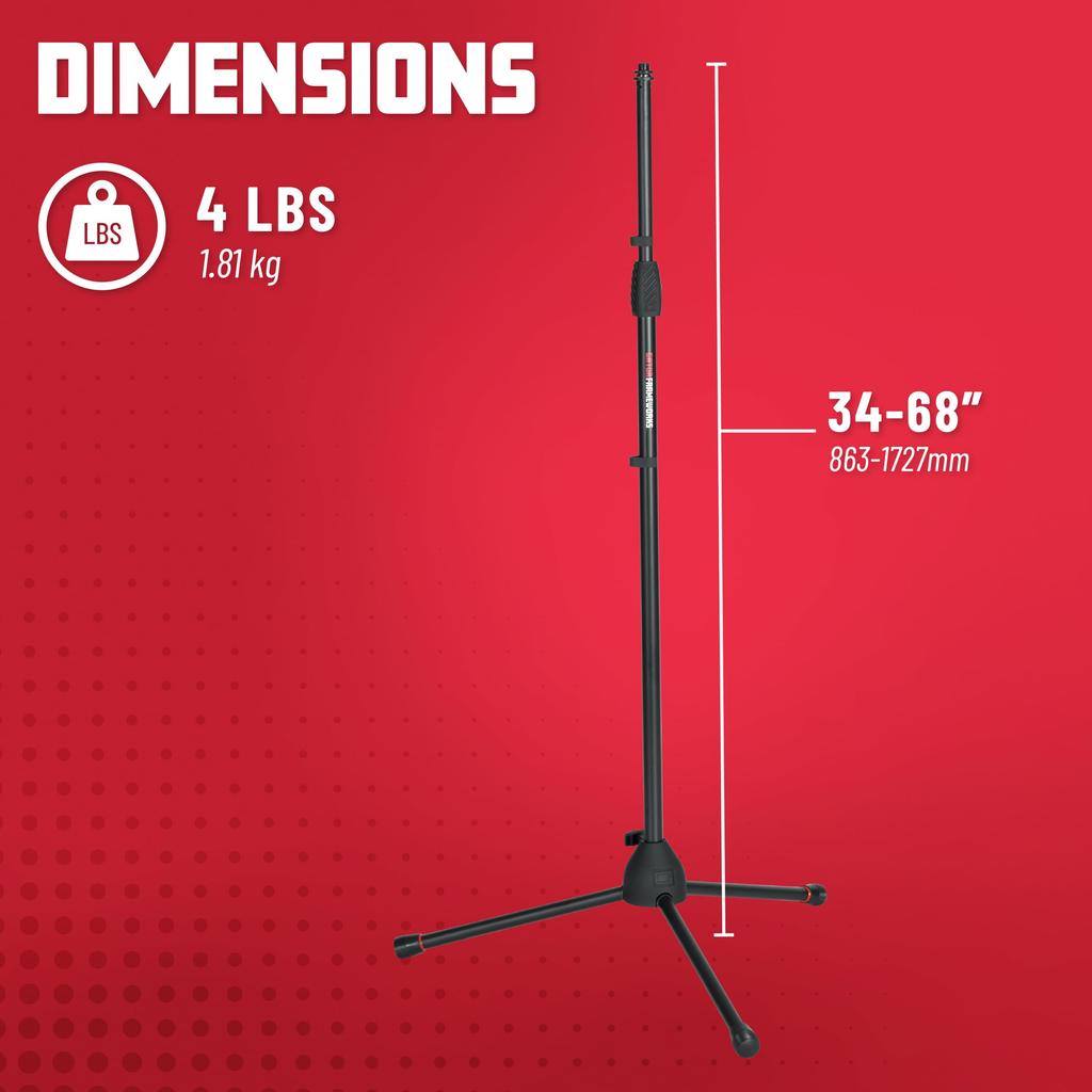GATOR Frameworks Standard Series Microphone Stand, Straight Type (GMF-MIC-2000)