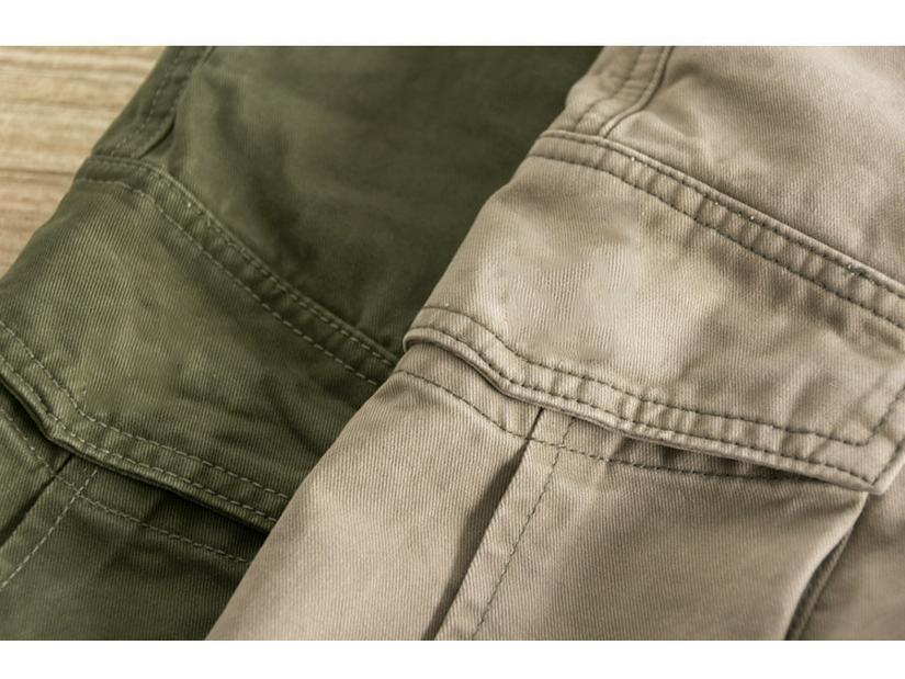 Мужские повседневные рабочие шорты цвета хаки в стиле ретро с несколькими карманами