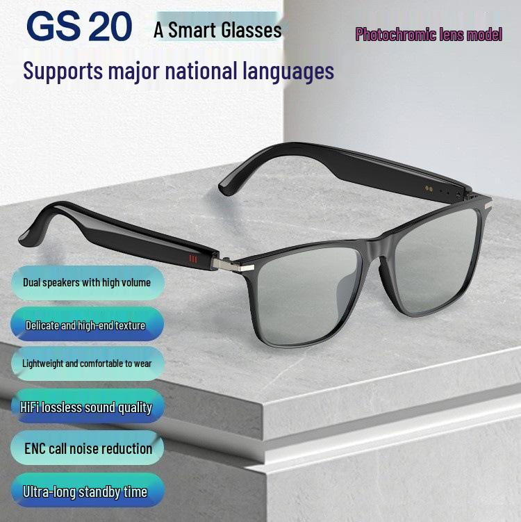 Умные очки GS20 с ИИ: Музыка, Звонки, Защита от УФ-лучей, Фотохромные, Спорт, Перевод, Bluetooth.