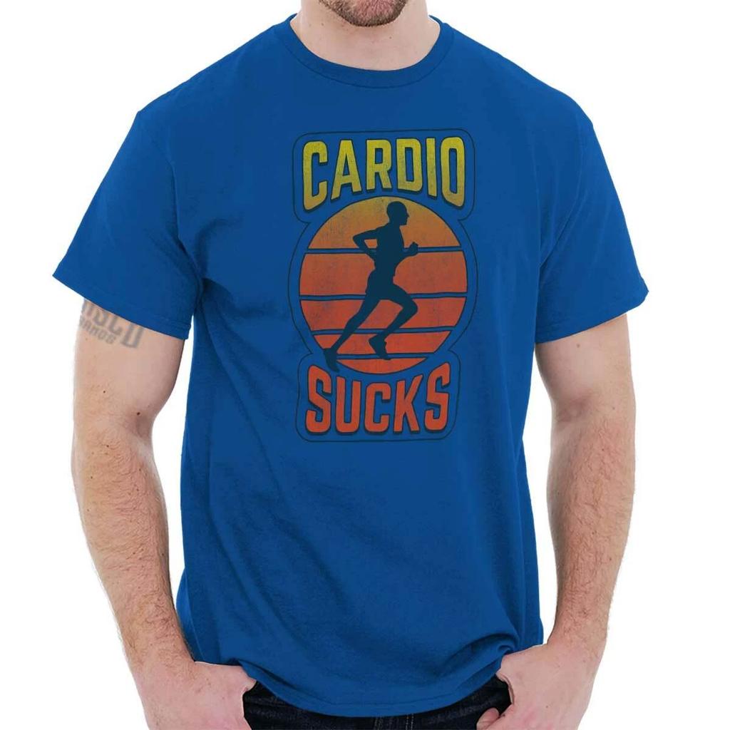 Funny Gym Workout Humor Cardio Sucks Joke Womens or Mens Crewneck T Shirt Tee