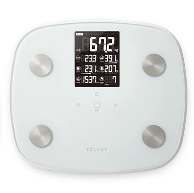 ELECOM ECLIA Вес Состав тела Подсветка Включена Висцеральный жир Подкожный жир Жир тела Скелетные мышцы Базальный 100 г единица измерения большой предмет
