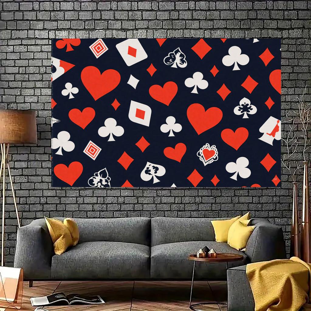 Full suit pattern of playing cards printing polyester wall tapestry suitable for use in living rooms bedrooms offices bars party