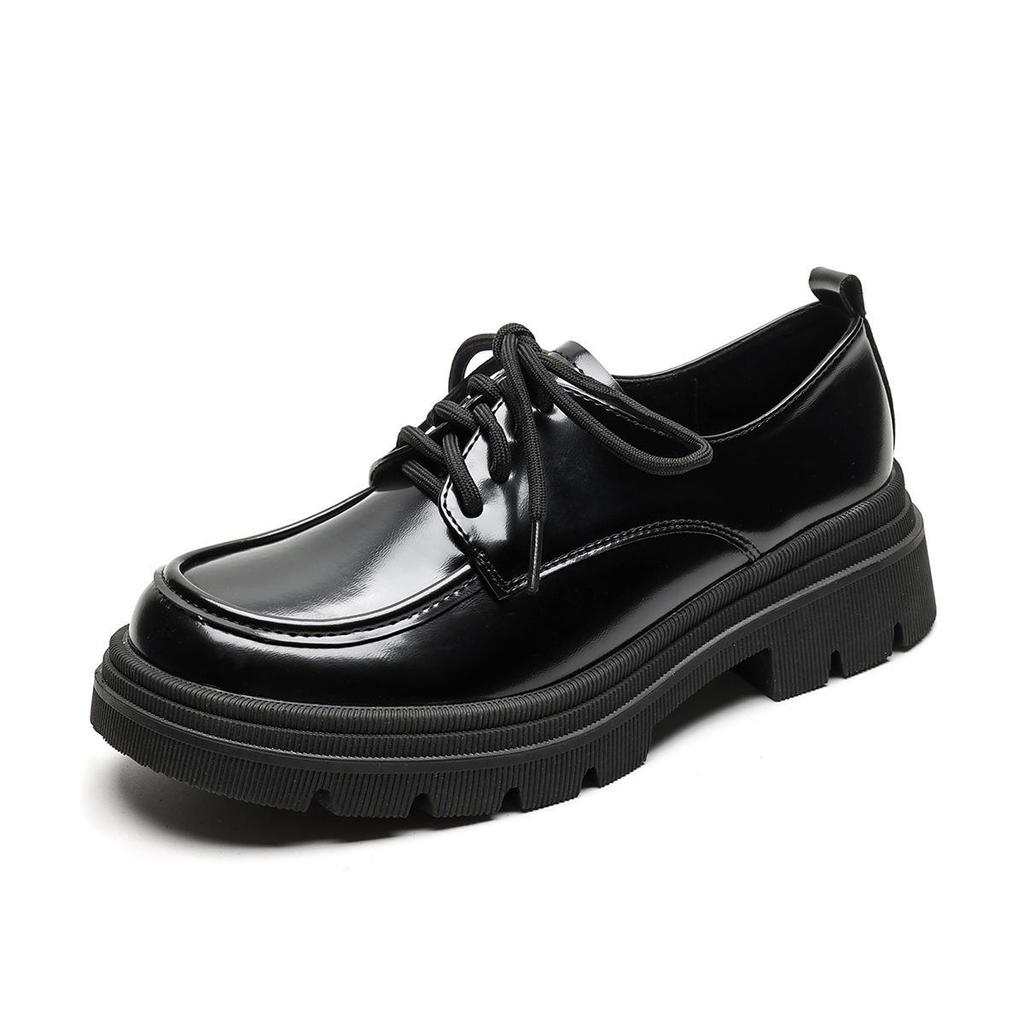 Женские черные ретро-лоферы Weiwei Girl на толстой подошве со шнуровкой