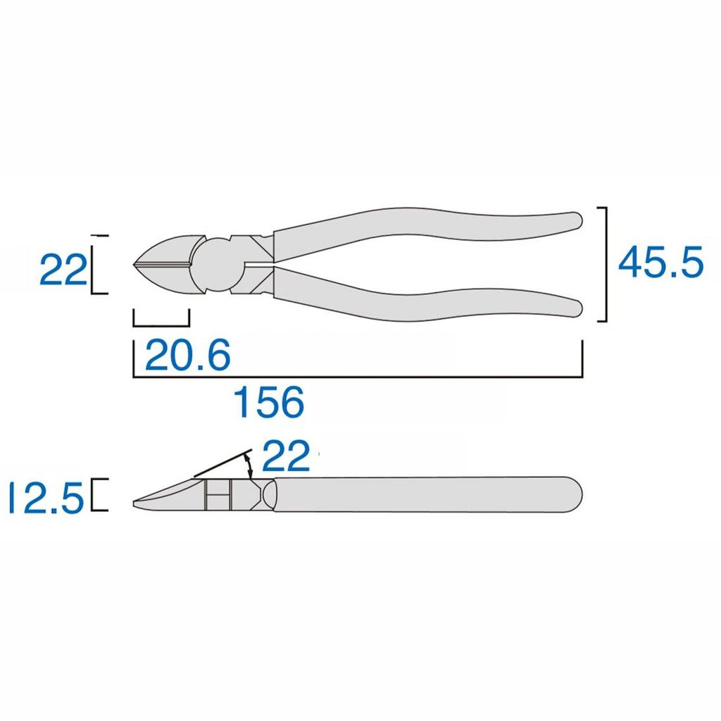 Fujiya Высокопрочные кусачки, стандарт JIS, 150 мм, 70H-150