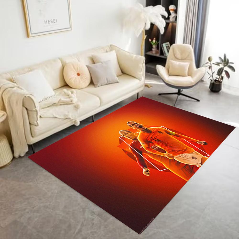 Football Player Action Area Rug Design for Study room Dormitory Playrooms Outdoor Antislip Carpet Decorate Offices
