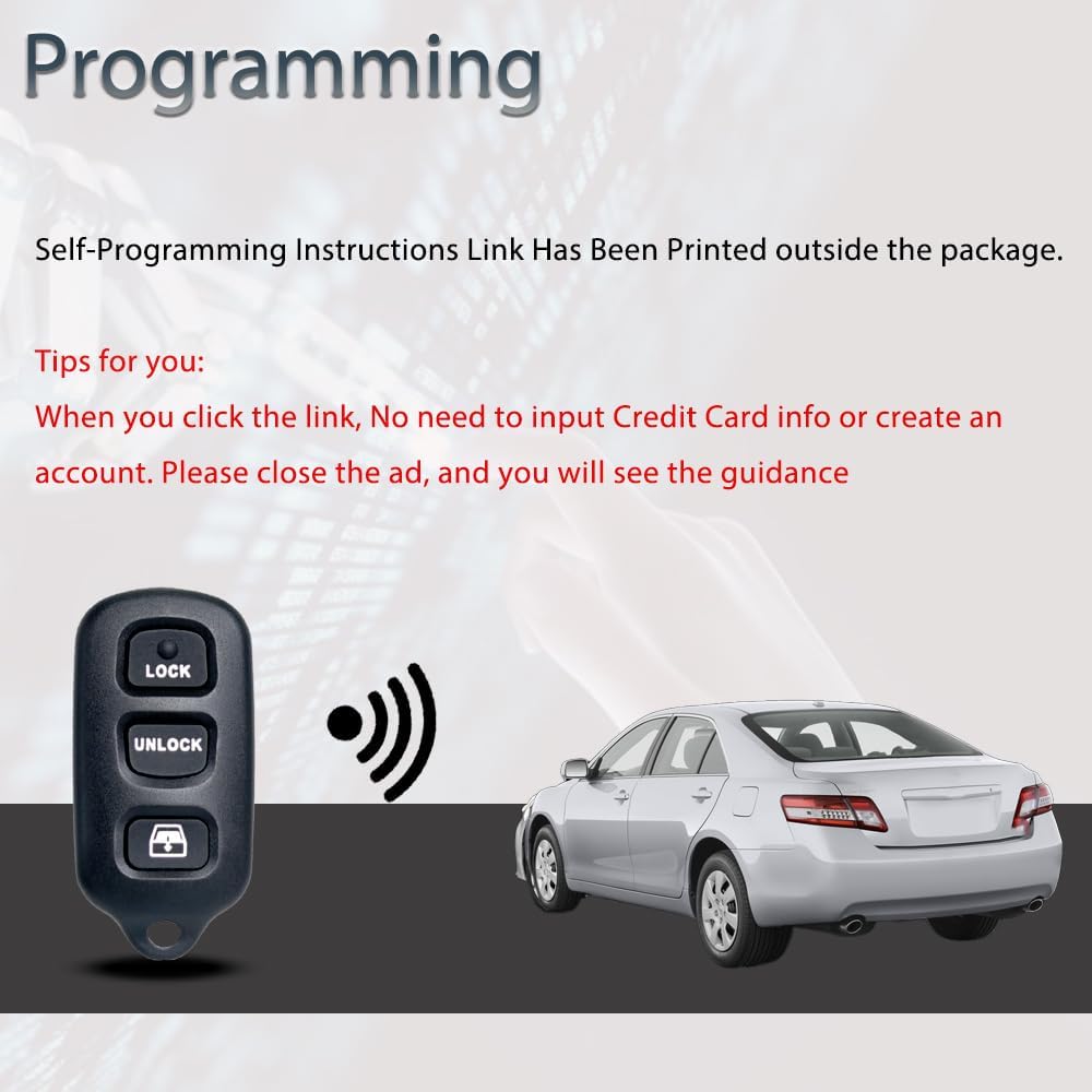 Key Fob Keyless Entry Fits for Toyota 4Runner Sequoia 1999 2000 2001 2002 2003 2004 2005 2006 2007 2008 2009 Remote Control Replacement 89742-35050