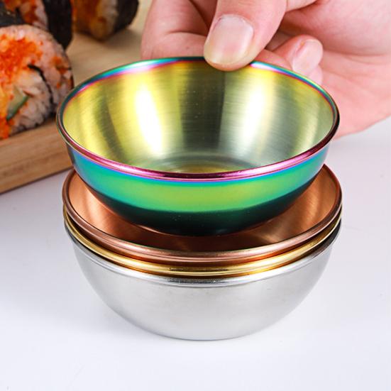 Seasoning Dish Round Rust-proof Stainless Steel Household Small Metal Sauce Plate Home