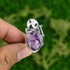 Natural Star Amethyst Promise Skull And Bone Purple Adjustable Ring 925 Silver