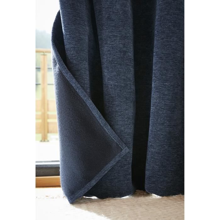 Rideau occultant - Bjornn - 140 x 260 cm - Doublure polaire - Bleu nuit - Galon fronceur