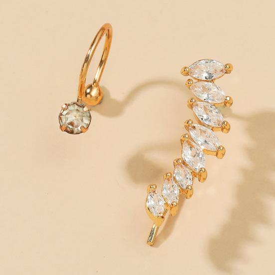 2 шт. серьги-клипсы C-образной формы со стразами для женщин, искусственный жемчуг, геометрические звезды, манжеты для ушей, ювелирные изделия