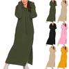 Women's Fashion Solid-color Long-sleeved Hooded And Fleece Long Sweatshirt