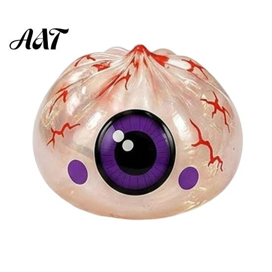 Dumpling Desk Toys 1/6Pcs Halloween Stress Relief Toy, Devil Pumpkin Eyeball Skeleton Squeeze Squeezing Balls Anxiety Reduction Dough Bun Fidget