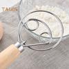 Danish Dough Whisk with Oak Handle Stainless Steel Flour Mixer Eggs Cream Mixing Rods Flour Cake Stirrer Kitchen Baking