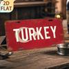 Плоский 2D - 1 шт. Винтажная металлическая табличка "Турция" - 6x12 дюймов, Рустикальная алюминиевая настенная декоративная табличка с красным фоном и белым текстом