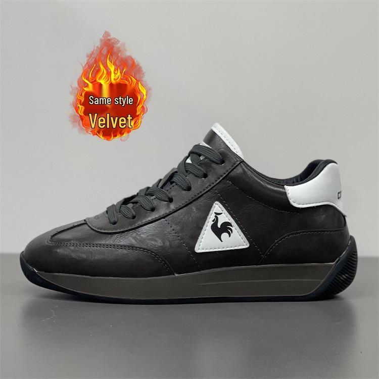 Мужские зимние кожаные кроссовки 2025 Rooster Forrest Gump с флисовой подкладкой: Теплые, из натуральной кожи, низкие спортивные туфли