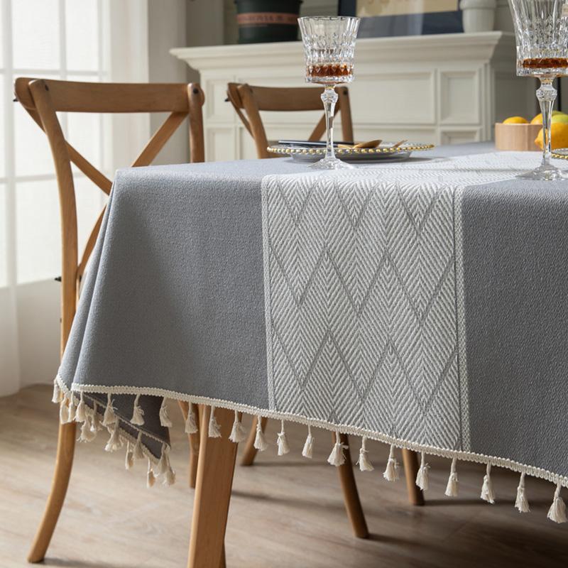Жаккардовая крышка стола с кисточками и волнами для обеденной вечеринки, рождественская скатерть