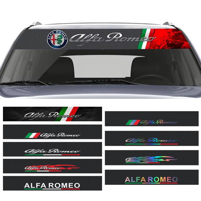 ZOPJT1 Carbon Fibre Color Car Windshield Sticker Decal for Alfa Romeo Logo Stelvio Brera Giulia 166 156 159 147 155 Mito GT Giulietta