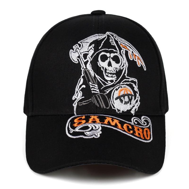 Samcro Baseball Cap Soa Sons Of Anarchy Skull Embroidery Casual Snapback Hat Fashion High Quality Racing Motorcycle Sport Hat