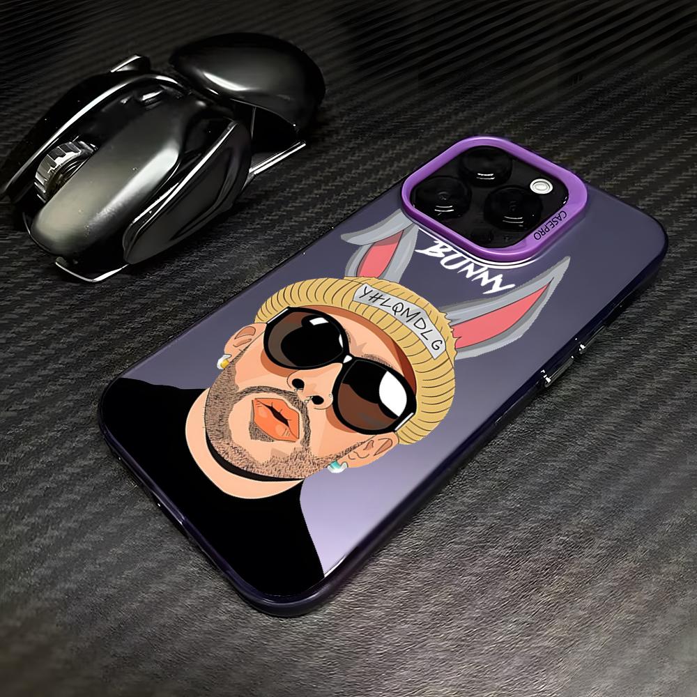 Чехол для телефона Bad Bunny X100pre для iPhone 13 Pro Max 15 Pro 14 Plus 12 X XS Max XR 11 Pro Модный цветной серебристый чехол