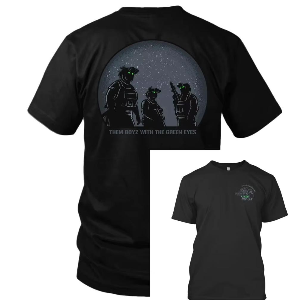 Unisexs Military Style Tactical Print Tshirt For Unisex Tough Style Loose Retro Pure Cotton Roundneck Shortsleeved Top Trendy