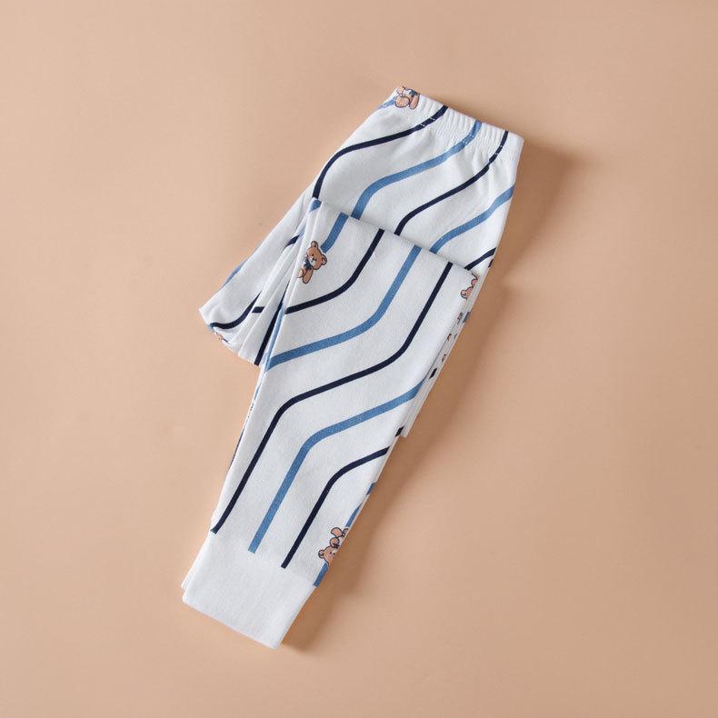 Детская осенне-зимняя пижама из чистого хлопка - теплые штаны для мальчиков и девочек