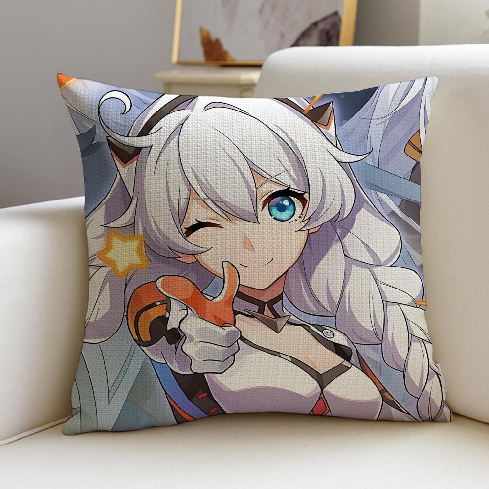 Futuristic HHonkai Star RailS Cushion Cover Breathable and skinfriendly linen pillowcase square removable and washable cushion