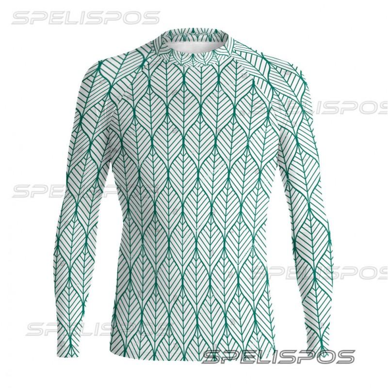 Mens Long Sleeve Rash Guard UV Protection Quick Dry Digital Print Surfing Wetsuit Diving Swimming