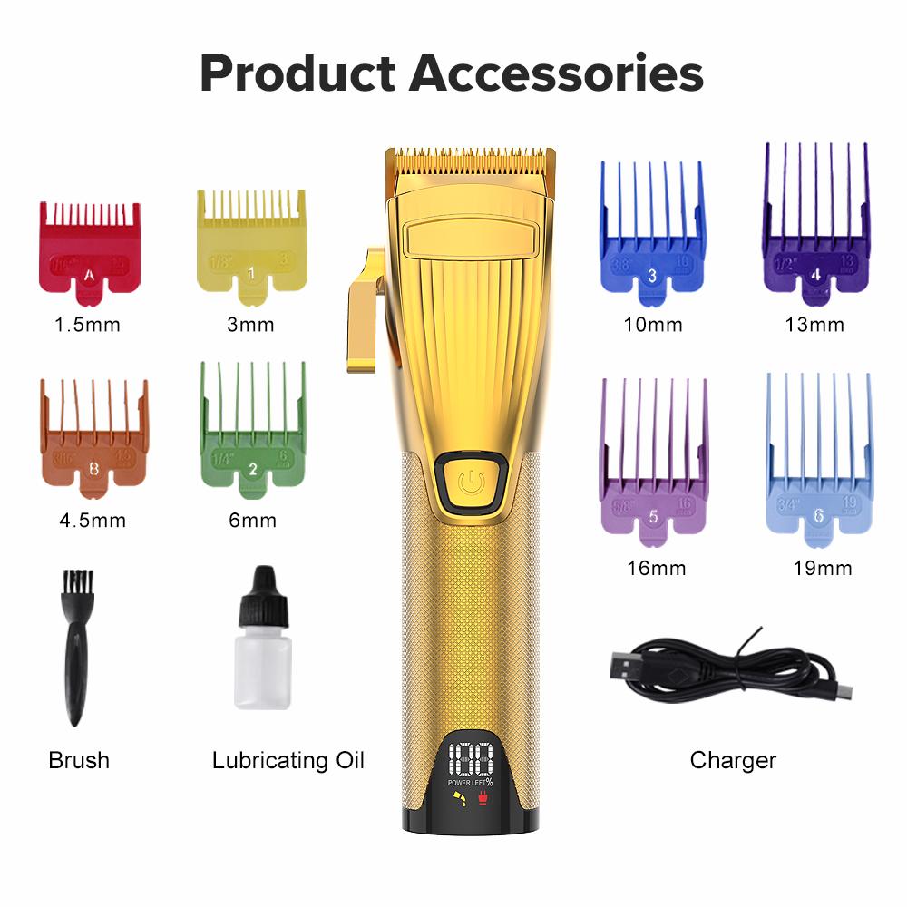 Машинка для стрижки волос с LCD-дисплеем профессиональная, 8 насадок