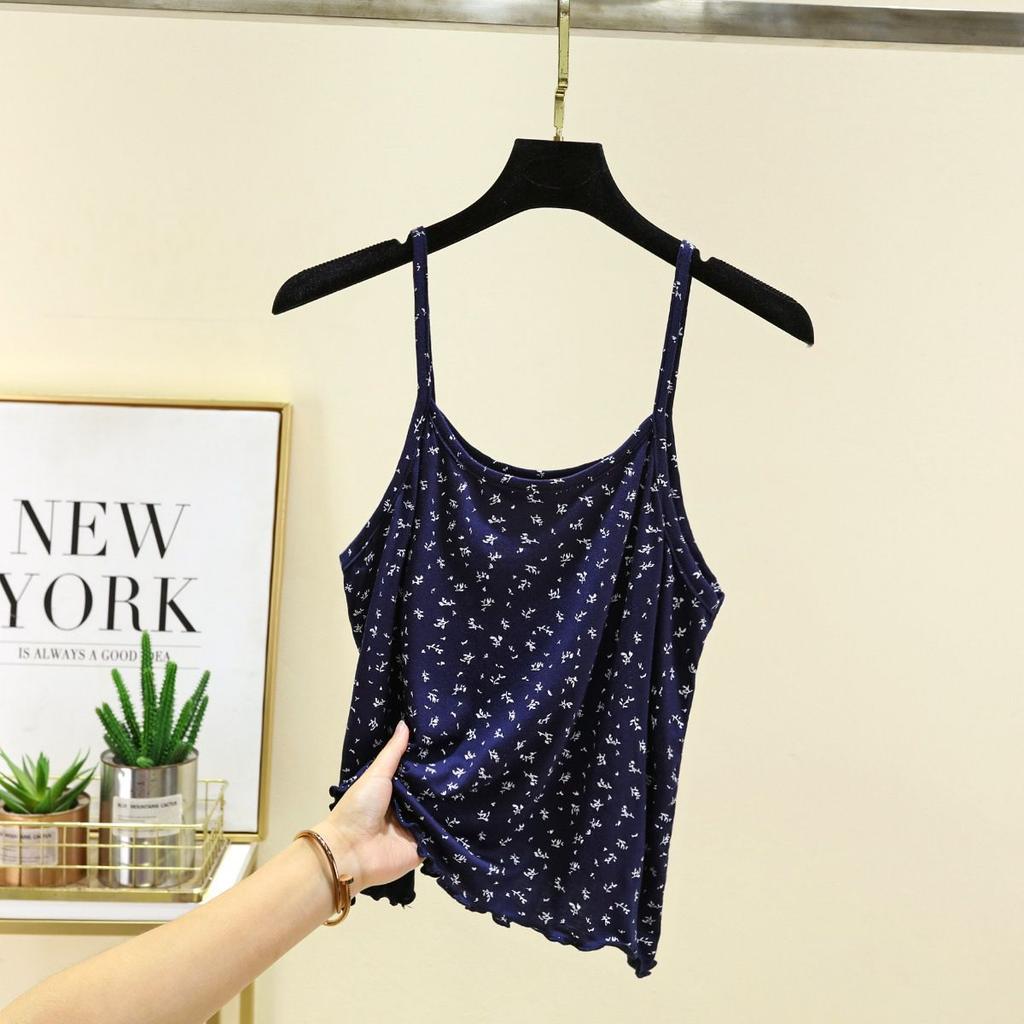 Women Printed Camisole Spring Summer New Thin Lace Undershirt Inner Thin Short Large Size Bottoming Shirt