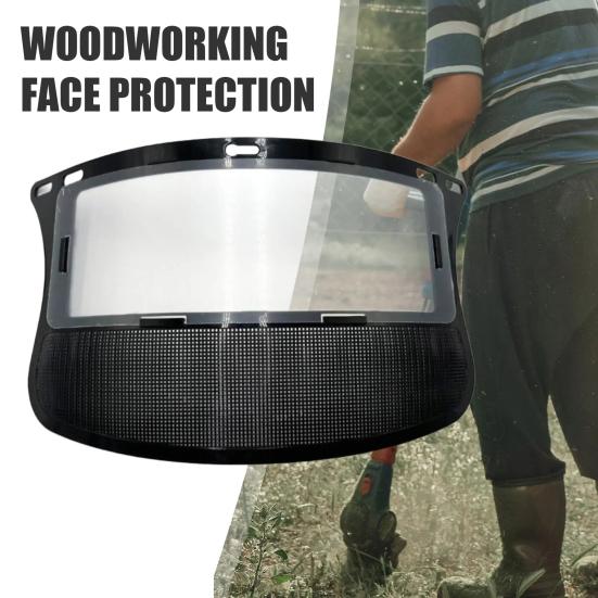 Защитный лицевой щиток из стальной проволочной сетки для шлема, обеспечивающий полную защиту лица от летящих обломков. Прочный лицевой щиток для работы в лесной местности на открытом воздухе.