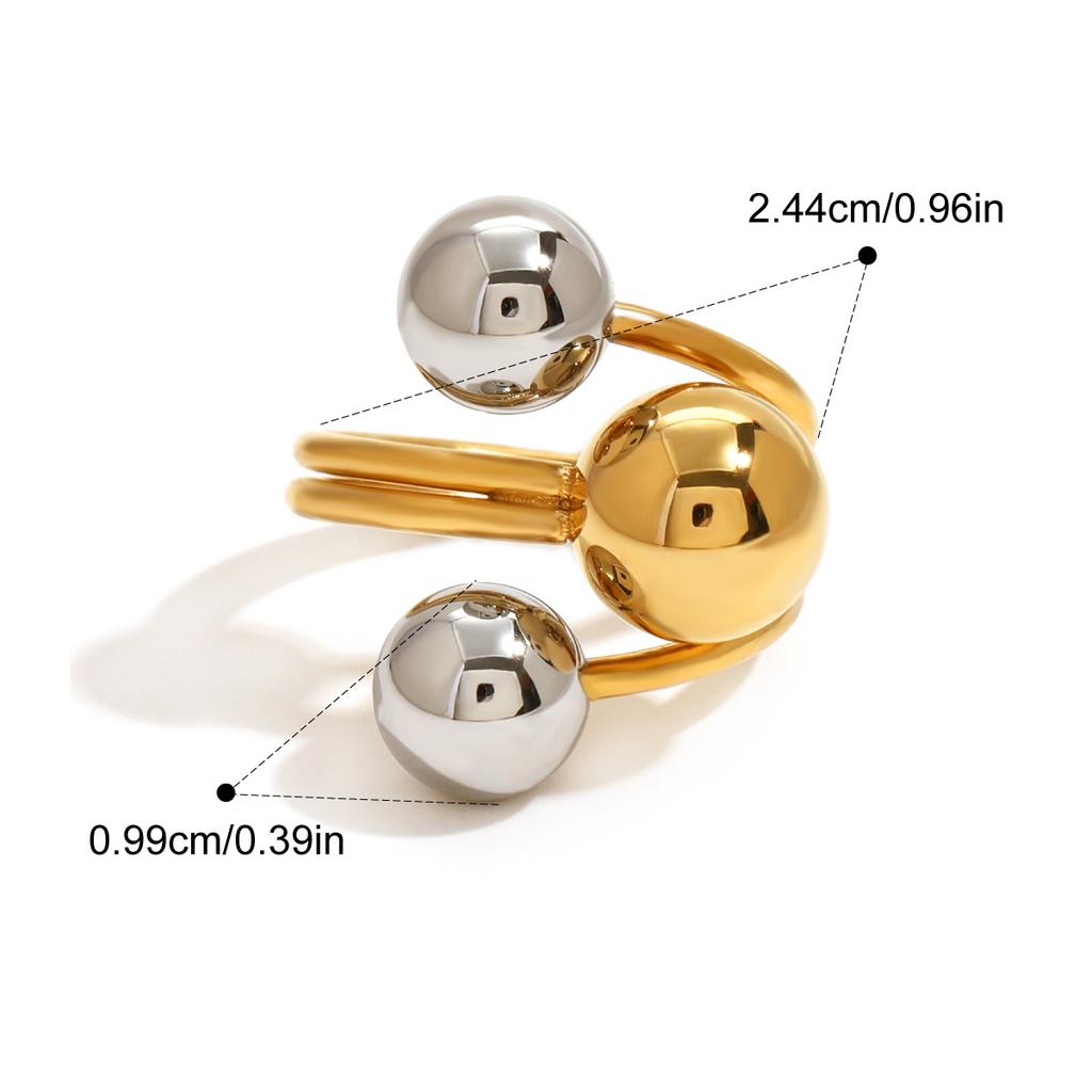 Yori Stainless Steel Creative Individualistic Ball Ring 2024 Colorfast Popular Party Personalized Exaggerated Charms Jewelry Wom