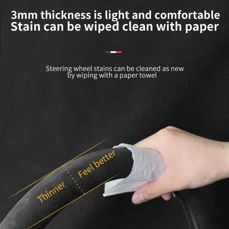 38cm Suede Steering Wheel Cover for Volkswagen VW Gol Golf ID.3/4/7 Passat Polo Tiguan T-Roc - Non-Slip Breathable Grip