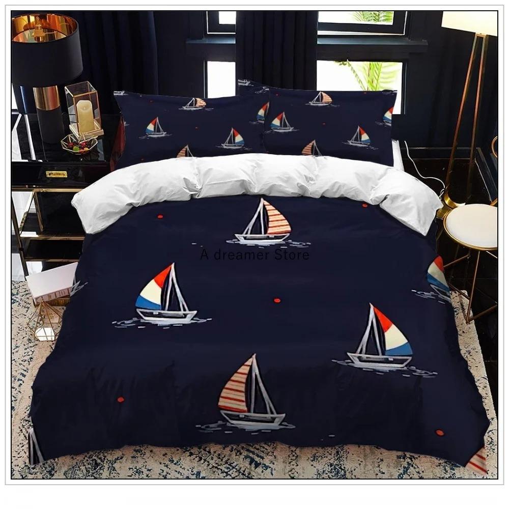 Anchor Bedding Collection Ocean Style Quilt Cover Single Double Home Textile With Pillowcase For Kids Boy Home Decor Soft Duvet Cover