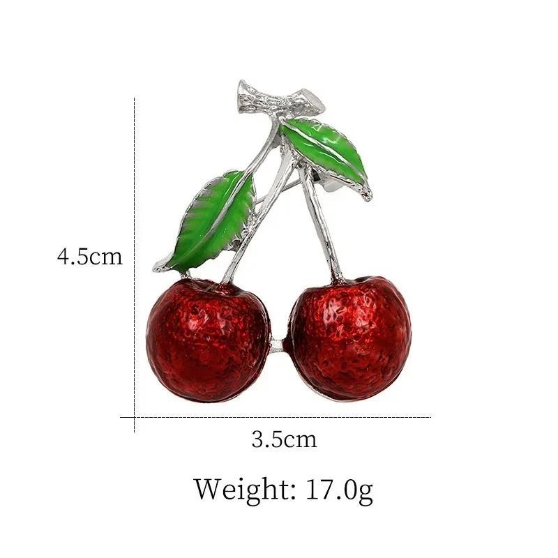 Fashion Cute Red Enamel Brooches for Kids Cherry Brooch Corsage Small Bouquet Hijab Pins Feminino Party Dress Accessories Gifts