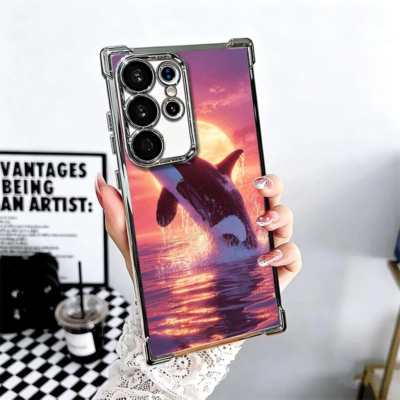 Чехол для телефона с покрытием и узором «Косатка в океане» для Samsung Galaxy S24 S25 FE S26 Edge S23 Ultra S22 S21 Plus S20 Противоударный с защитой Airbag