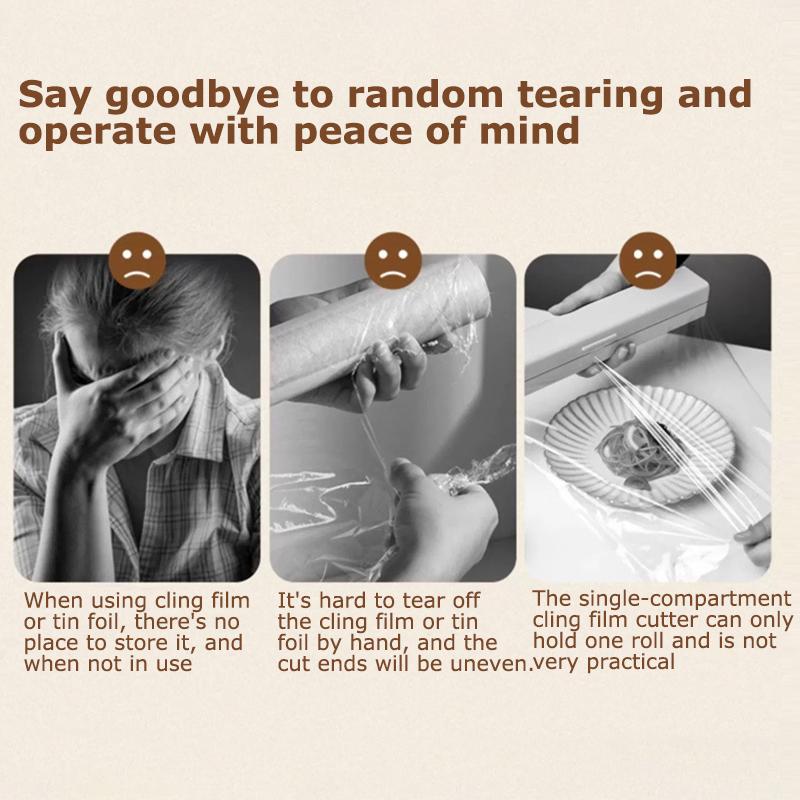 1 шт. Бамбуковая кухонная термопленка Daliy 2-в-1 Органайзер для упаковки Ресторан Алюминиевая фольга Резак Дом 1 Диспенсер для резки