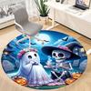 1pc Spooky Picnic Carpet for Office Non Slip, Round Carpet, Soft & Comfortable, Carpet for Office, Lightweight Round Floor Mat