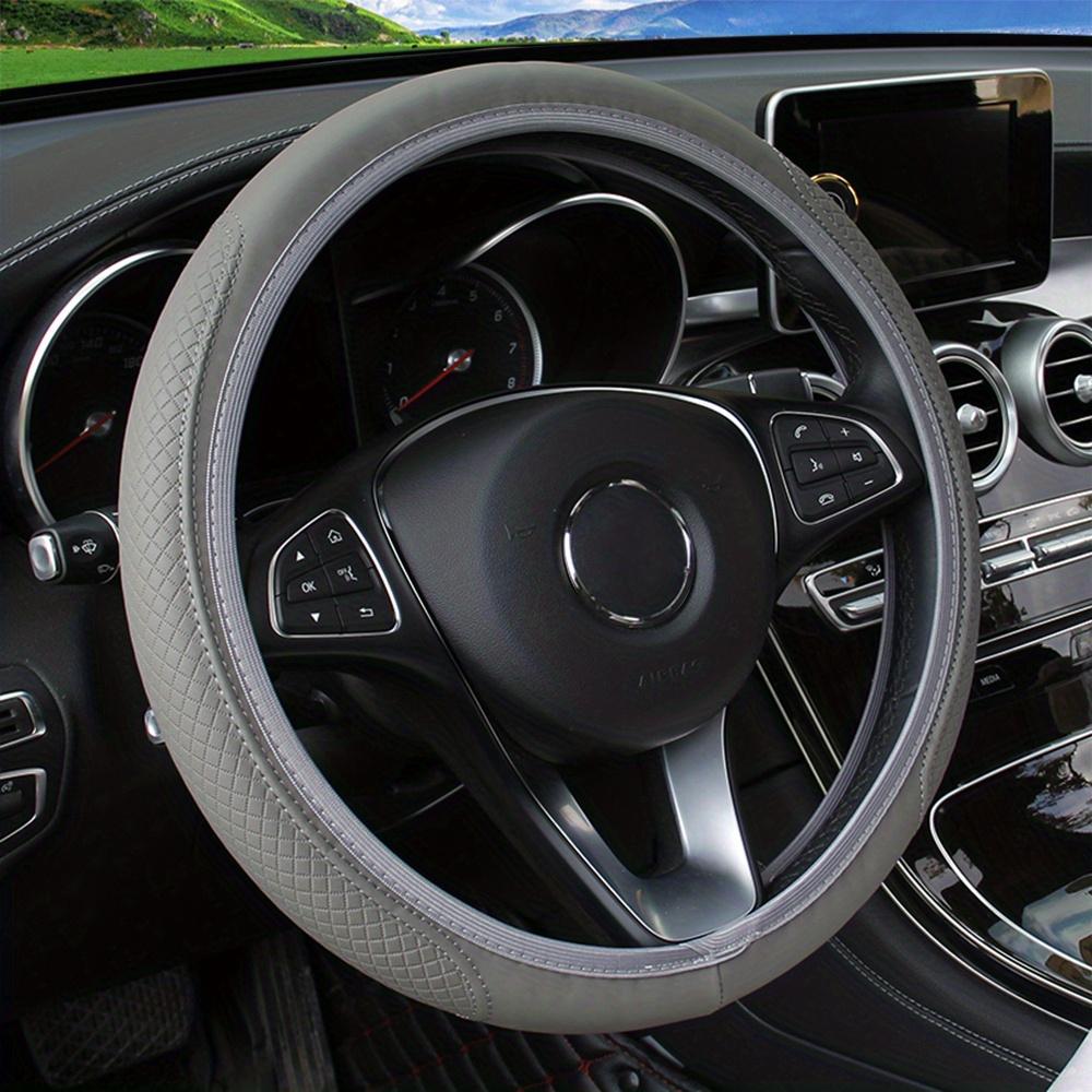 Чехол на руль автомобиля без внутреннего кольца из искусственной кожи с тиснением 3D, удобный и мягкий, подходит для рулевого колеса с внешним диаметром 37-38 см, автомобильные аксессуары