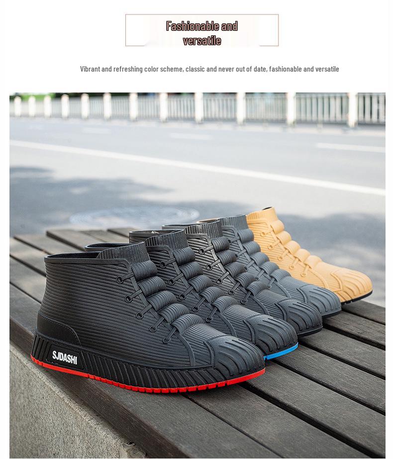 Мужские Нескользящие Водонепроницаемые Короткие Резиновые Сапоги для Кухни, Мойки Машин, Рыбалки и Многого Другого