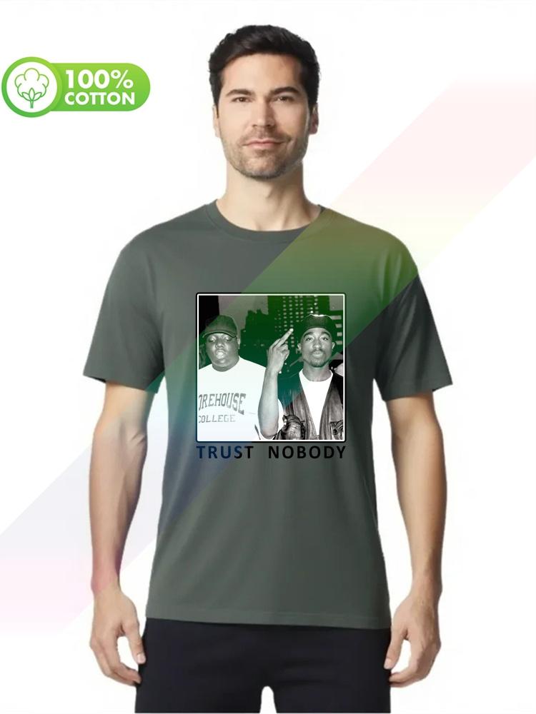 100% Cotton Round Neck Heavy Weight Men's T-shirt Tupac Biggie Trust Nobody T-shirt B.i.g 2pac Hip-hop S-xxxl Tops Tees