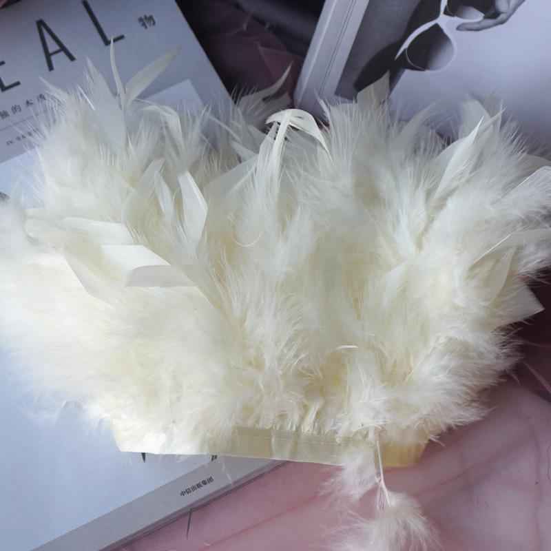 Long Turkey Fur Feather Cloth Strips Fire Edge Stage Performance Clothing Accessories Skirt Diy Decorative Materials