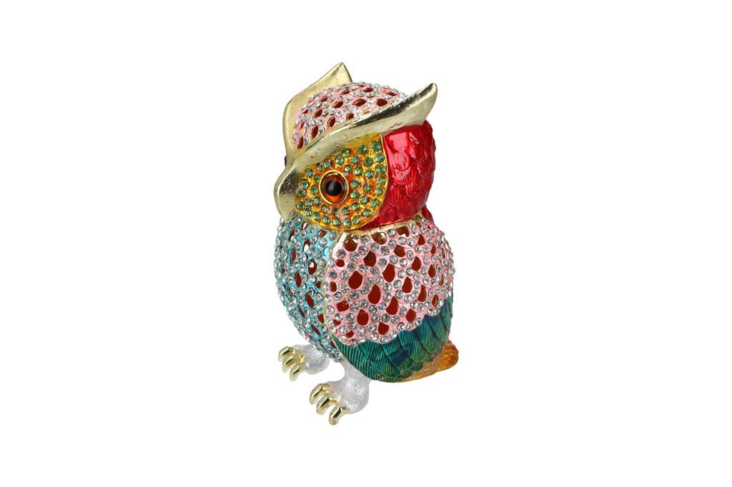 Openwork Metal Owl Jewelry Box Decorative Owl Box