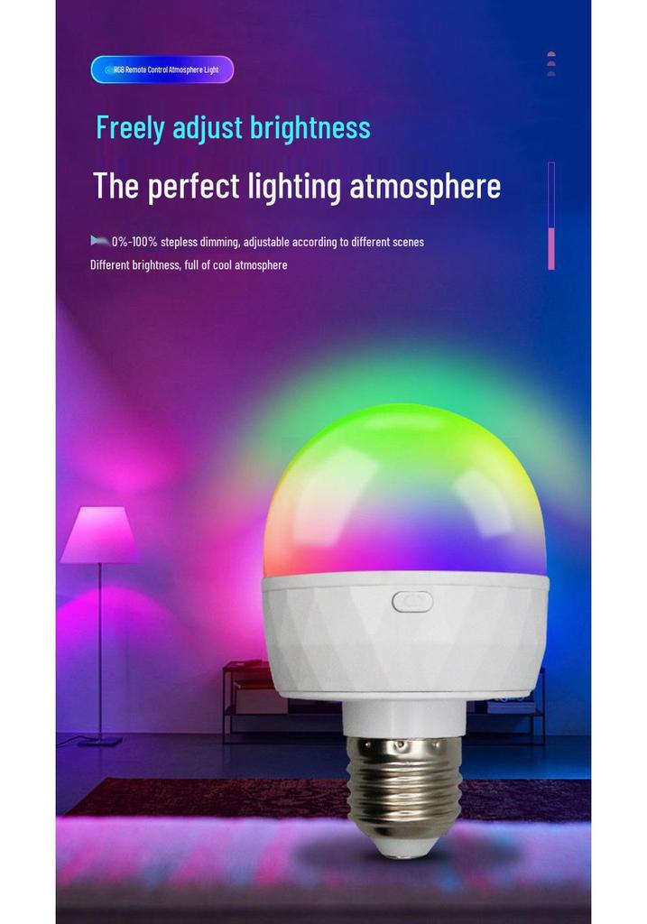 Беспроводная RGB LED лампочка с магнитом и зарядкой Type-C для дома, кемпинга и использования на открытом воздухе