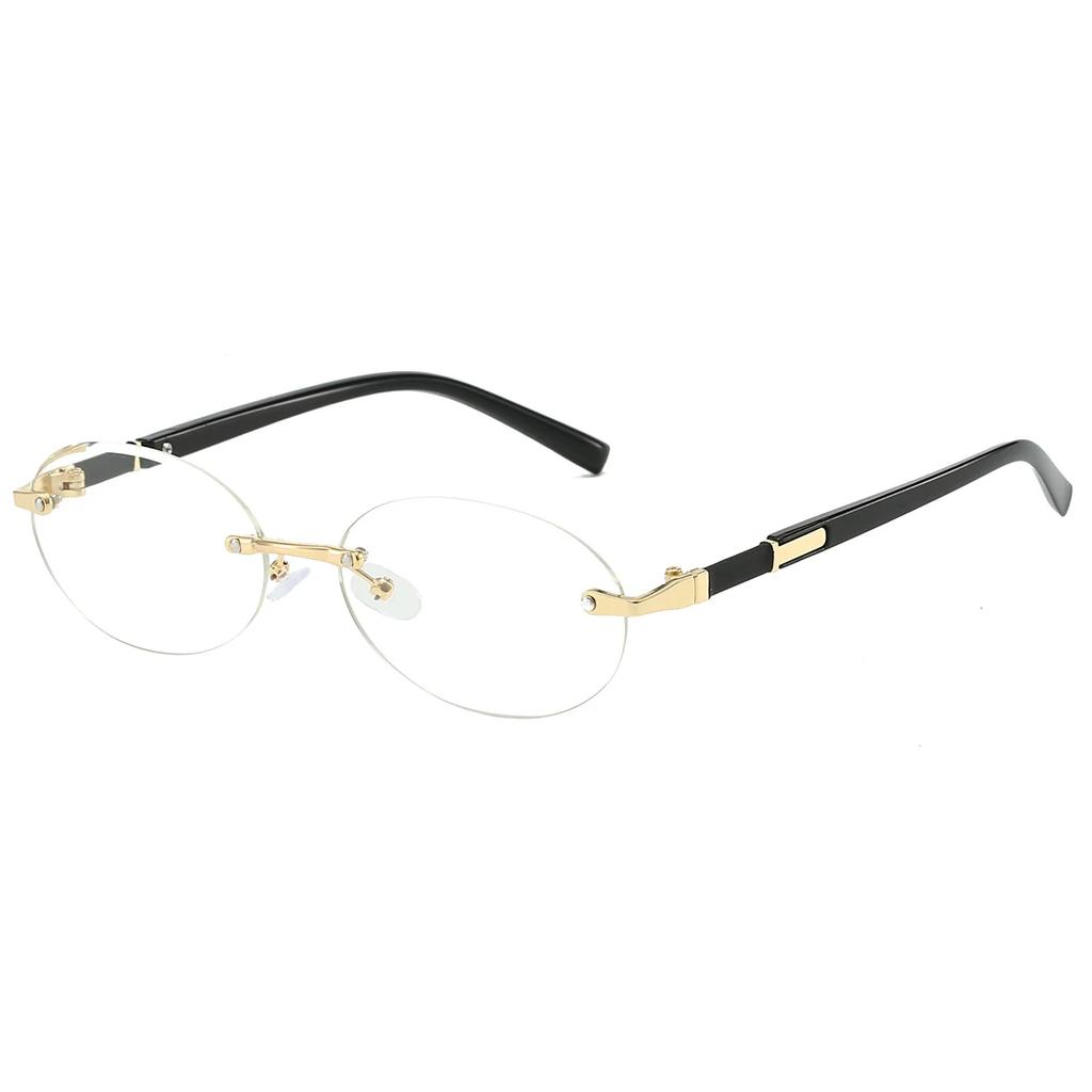 Новые овальные солнцезащитные очки без оправы Новая мода Градиентные океанические линзы Оттенки Трендовые винтажные Дизайнерские декоративные солнцезащитные очки