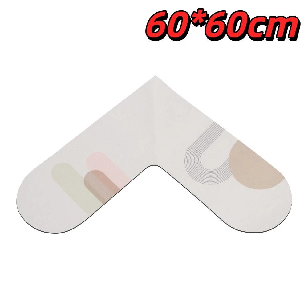 60*60cm Kitchen Carpet L-Shape Oil-Proof Anti-Slip Floor Mat Soft Wipable Surface Waterproof Doormat Home Decoration