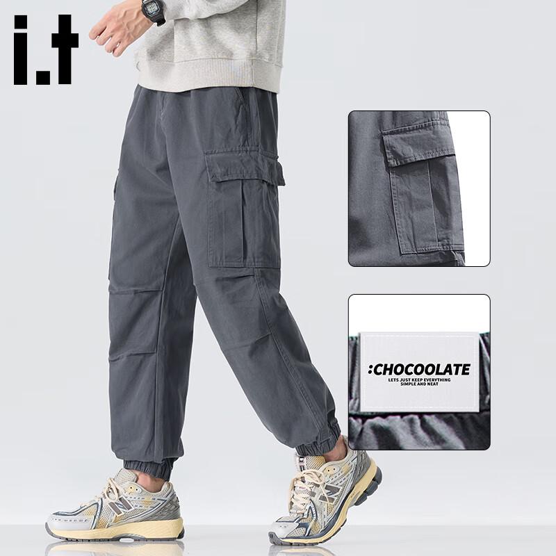 Men's Pleated Loose Cotton Cargo Ankle-Length Jogger Pants