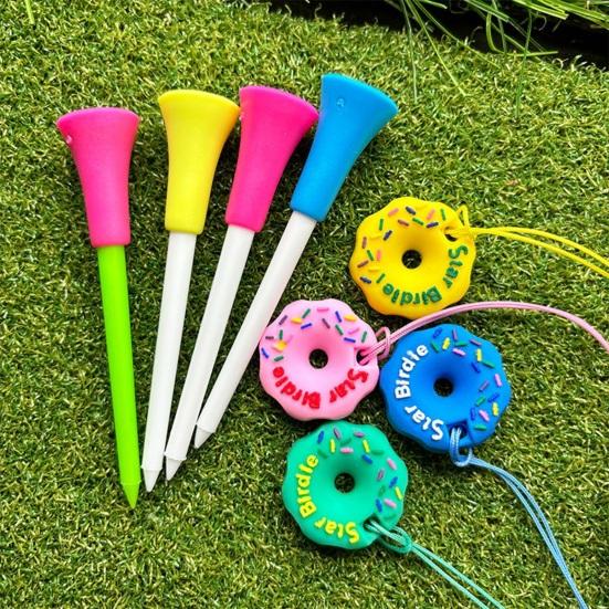 Мультяшный держатель для гольф-ти с защитой от потери, с дизайном пластикового пончика для ти
